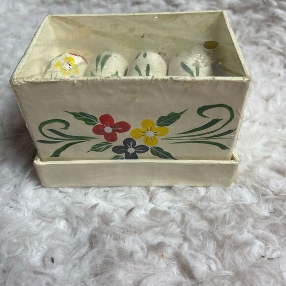 Home trends Vintage wood Painted Napkin Rings (4) with Matching Painted Box - Picture 3 of 11